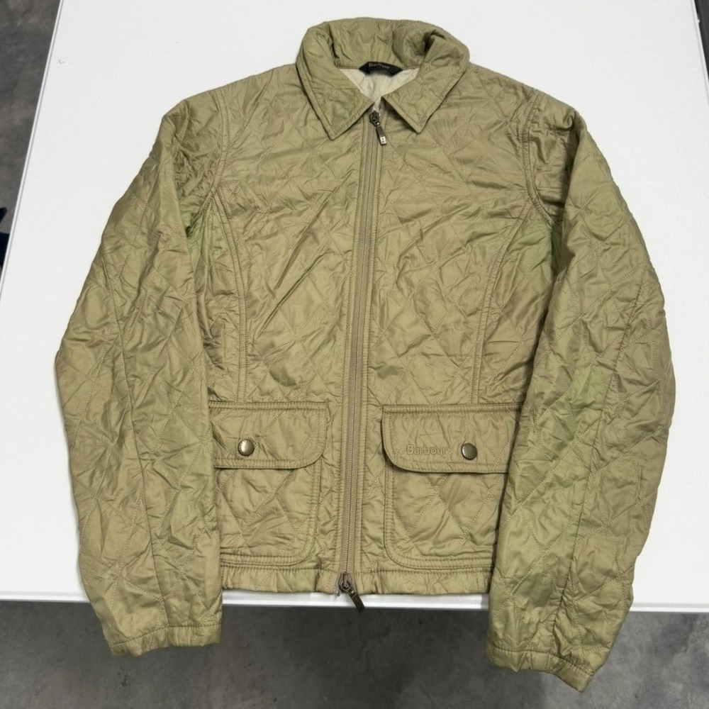 Barbour Quilted Jacket Olive Green Full Zip Equestrian LQU0011 Womens Size US 4